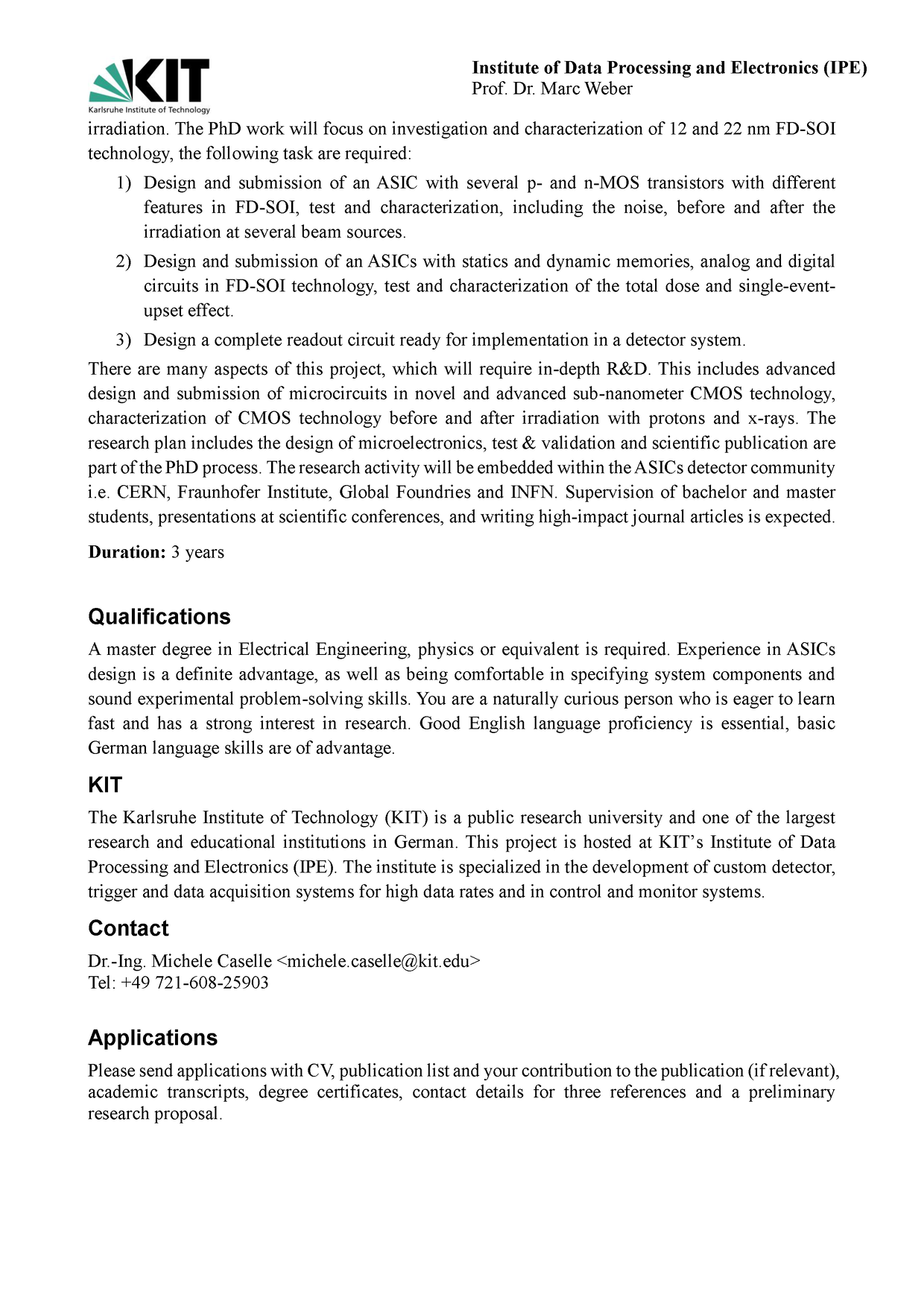 IPE The IPE Job offers Design and characterization of novel